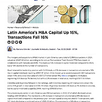 Latin America's M&A Capital Up 16%, Transactions Fall 16%